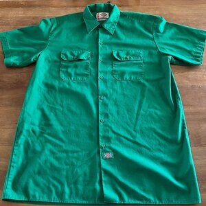DICKIES VTG WORK‎ WEAR Green Y2K 90s BUTTON UP T SHIRT MENs SZ XL X Large GUC